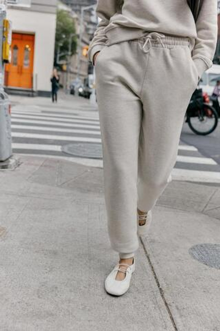ZARA БРЮКИ-ДЖОГГЕРЫ В СТИЛЕ РУСТИК, БЕЖЕВЫЙ МЕЛАНЖ