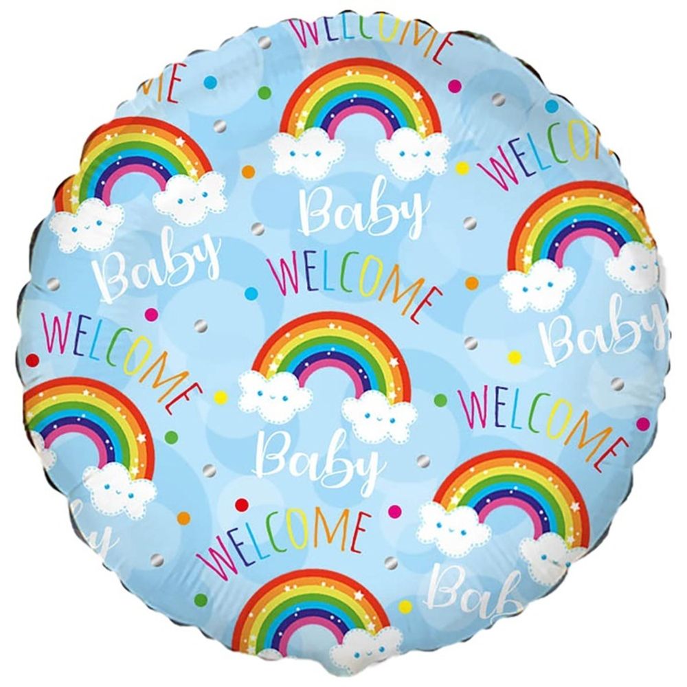 Шар Круглый WELCOME BABY Радуги на голубом
