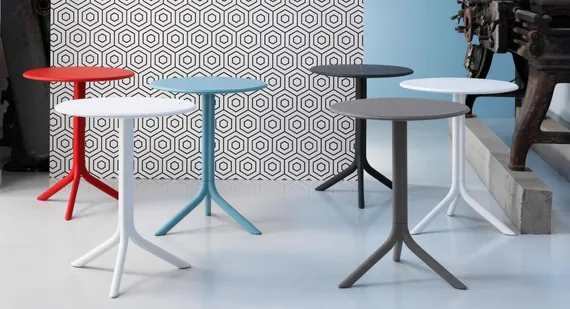 Регулируемый пластиковый стол Step Ø60 см, голубой