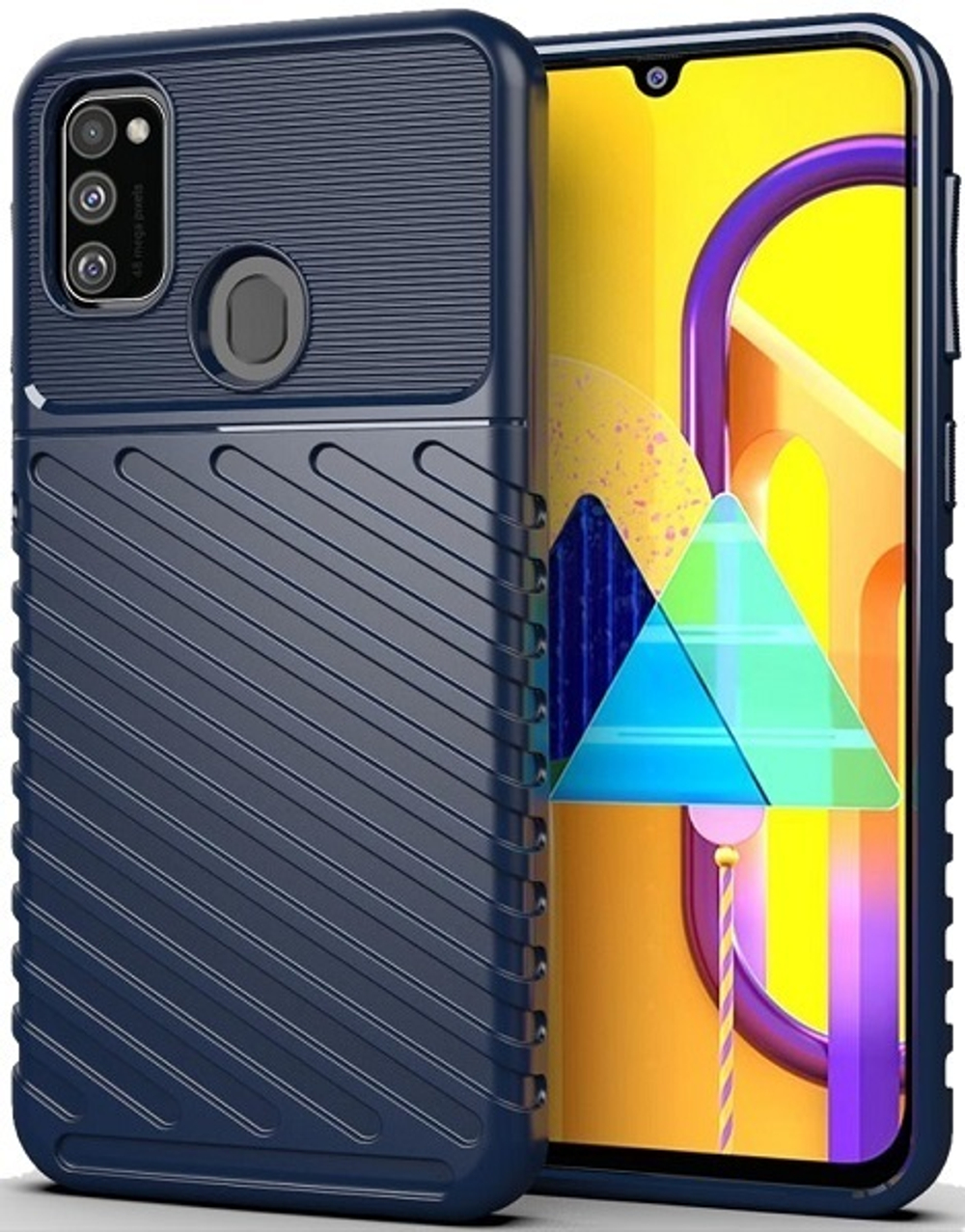 Противоударный чехол на телефон Samsung Galaxy M21, синий цвет, серия Onyx от Caseport