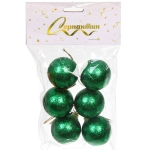 Новогодние шары 4 см (набор 6 шт) «Блестящее напыление», зеленый