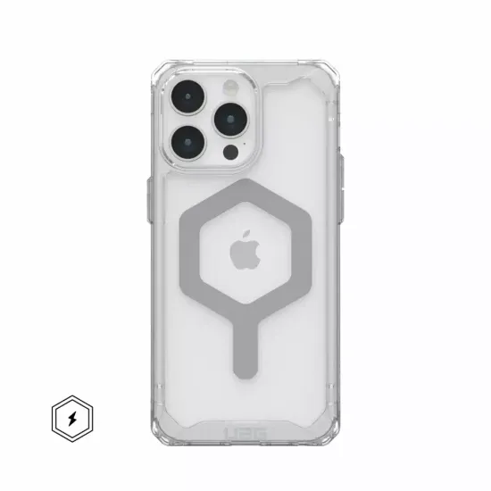 Чехол с поддержкой MAGSAFE Uag Plyo для iPhone 15 Pro MAX 6.7", цвет прозрачный/серебро (Ice/Silver)