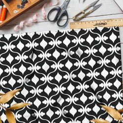 Ткань ниагара чёрно-белые крести и пики