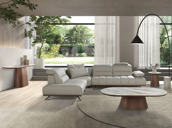 Журнальный стол 2160 из керамики в мраморной отделке и ореха