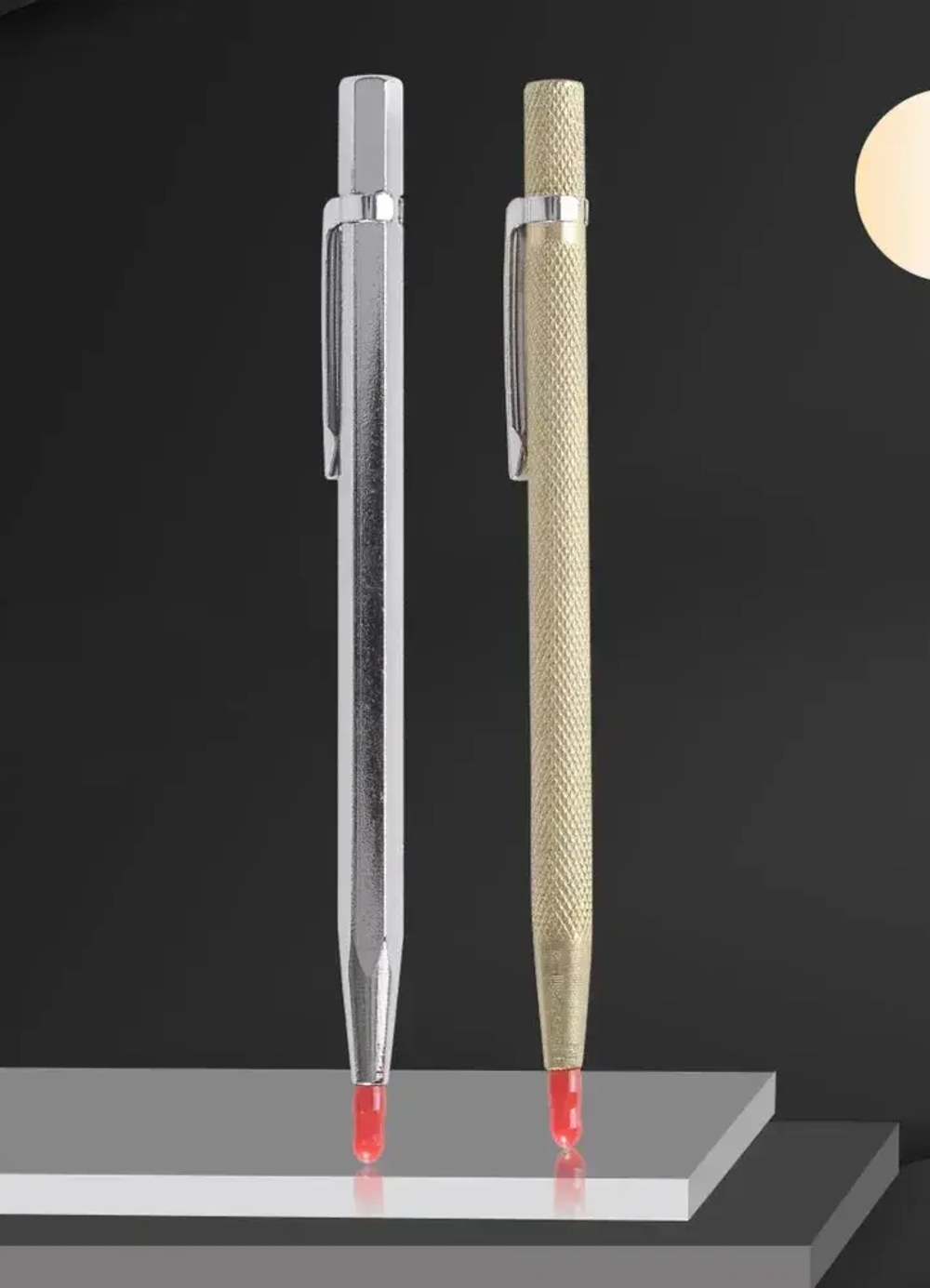 Чертилка разметочная с победитовым наконечником, 145мм, 1 шт, цвет: золотой