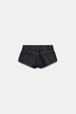 ZARA ДЖИНСОВЫЕ МИНИ-ШОРТЫ TRF СО СРЕДНЕЙ ПОСАДКОЙ, ТЕМНЫЙ ИНДИГО