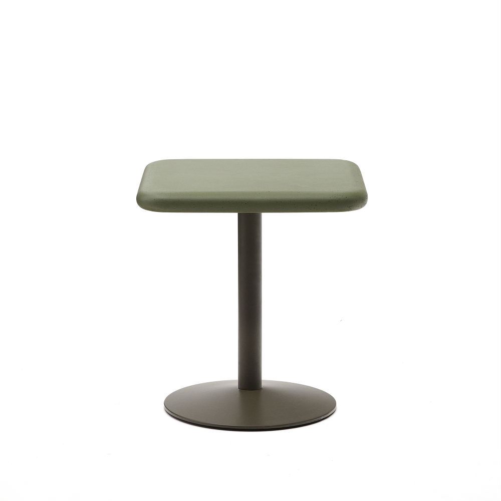 Уличный стол Esilda зеленый из цемента и стали со столешницей 70х70 см