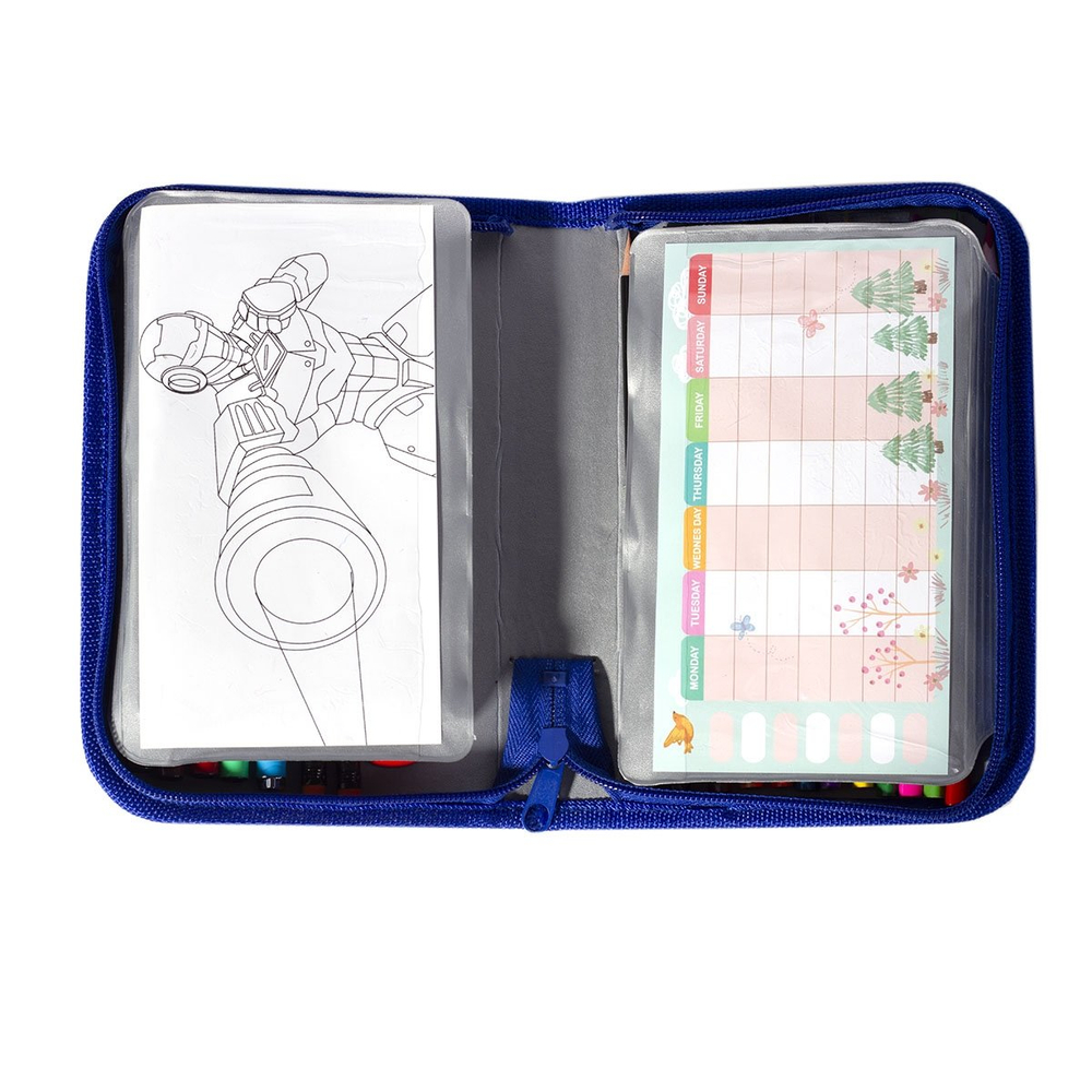 Пенал с наполнением Yalong, 32 предмета, 1 отделение 2 откидные планки, лам. картон, молния, 90 х 200 мм, микс (принцессы, робот, машинка)