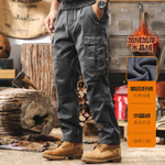 Мужские рабочие брюки в американском ретро-стиле, весенне-осенний стиль, свободные прямые тактические функциональные повседневные брюки на флисовой подкладке.