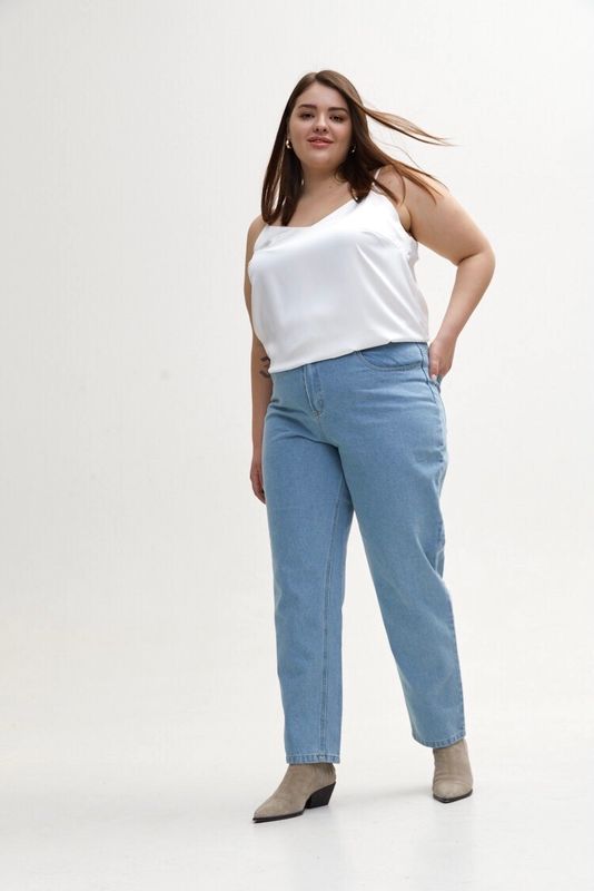 Джинсы mom, голубые