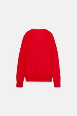 ZARA ДЖЕМПЕР ИЗ 100% СВЕРХМЯГКОЙ ШЕРСТИ, КРАСНЫЙ