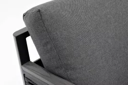 "Сан Ремо" диван 2-местный плетеный из роупа, каркас алюминий темно-серый, роуп серый, ткань серая