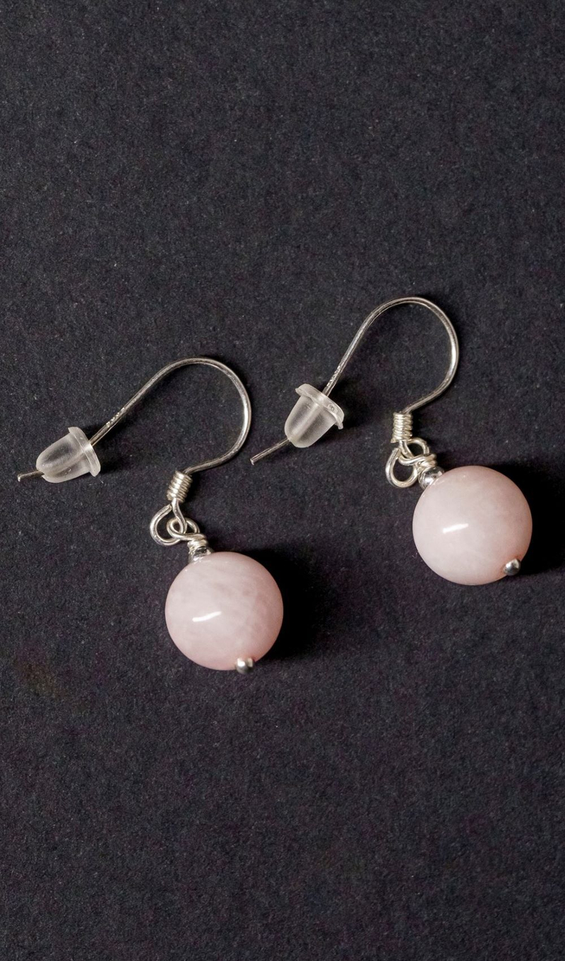 Серьги "Memo about Relationship" из розового кварца короткие серебро 925