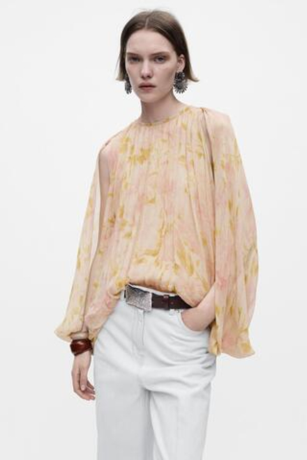 ZARA РУБАШКА ИЗ ТКАНИ С ПРИНТОМ — ZW COLLECTION, РАЗНОЦВЕТНЫЙ