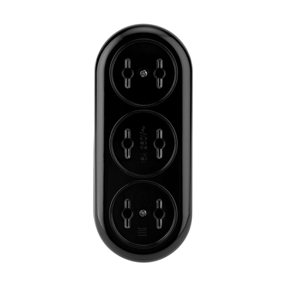 Колодка 3 гнезда карболитовая б/з 16А, черная REXANT