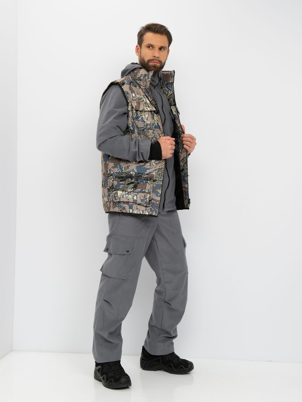 Костюм демисезонный Тайга-3 ткань Alova цвет Лабиринт/Серый