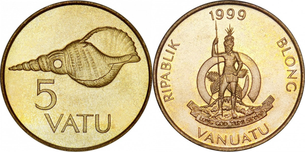 Вануату 5 вату, 1983 - 2009 Ракушка XF