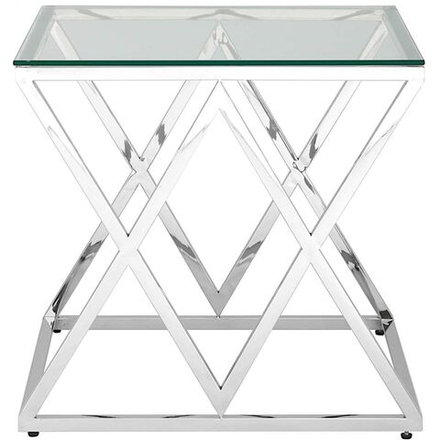 Столик журнальный LA ALTA LIVIA прозрачное стекло 55*55*55, каркас серебро
