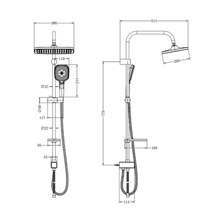 Душевой комплект Lemark LM8811C (стойка, тропический душ, лейка, шланг, мыльница), хром