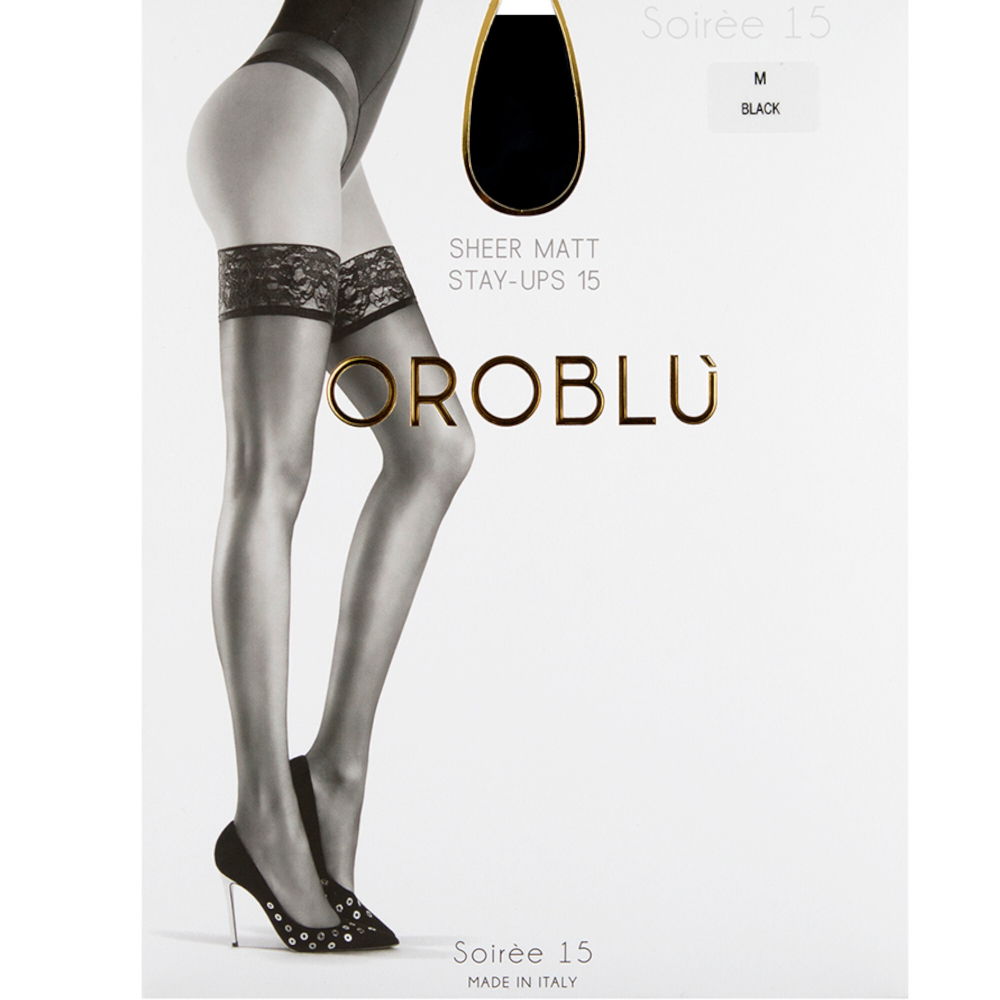 Женские чулки черные OROBLU Soiree, 15 ден Pure Beauty VOBC01007