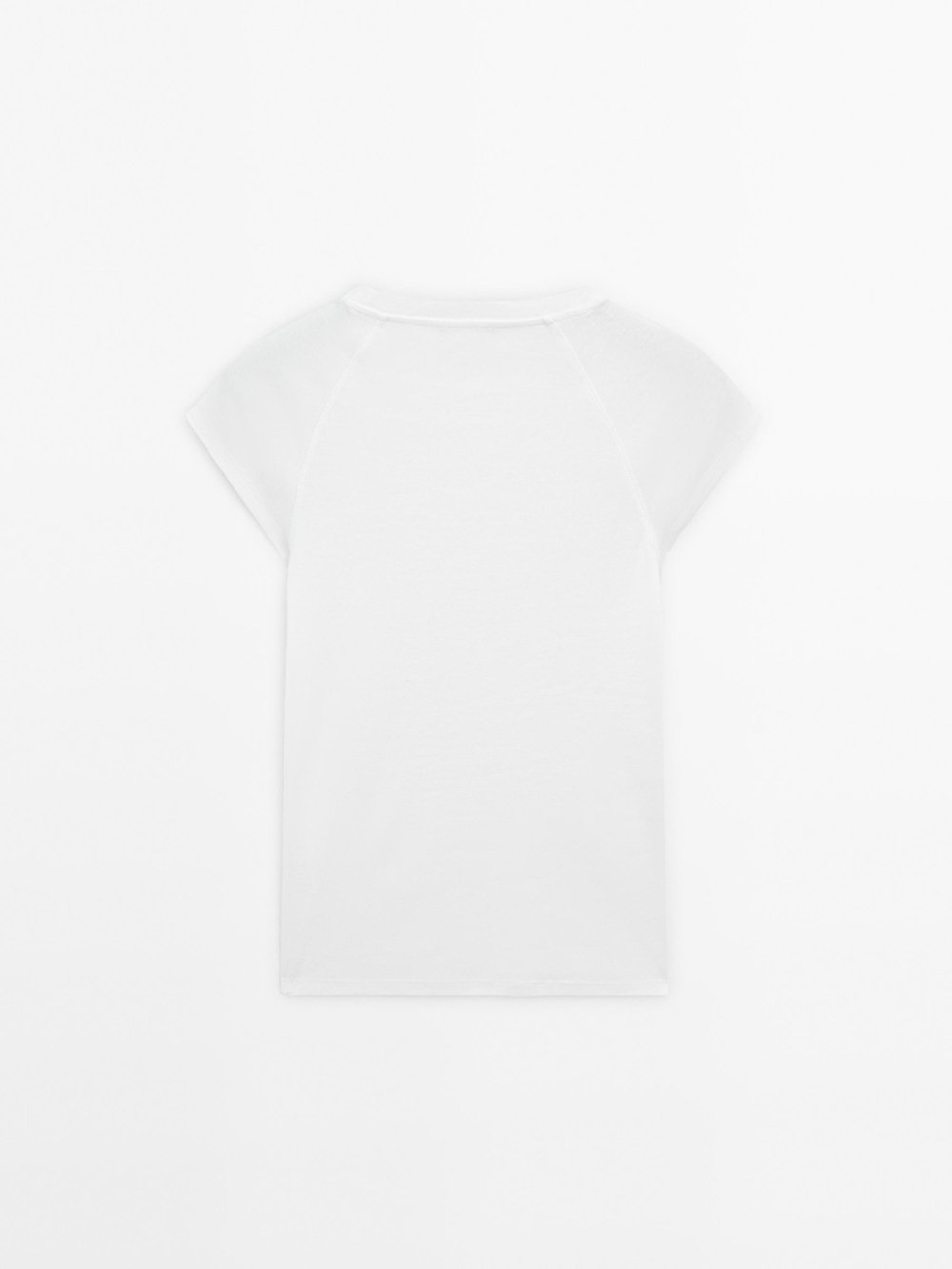 Massimo Dutti Хлопковая футболка с короткими рукавами, белый