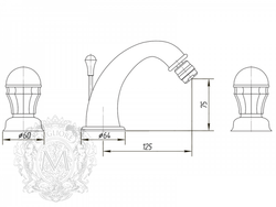 Смеситель для биде на 3 отв. Korona Swarovski ML.KRN-4725 схема