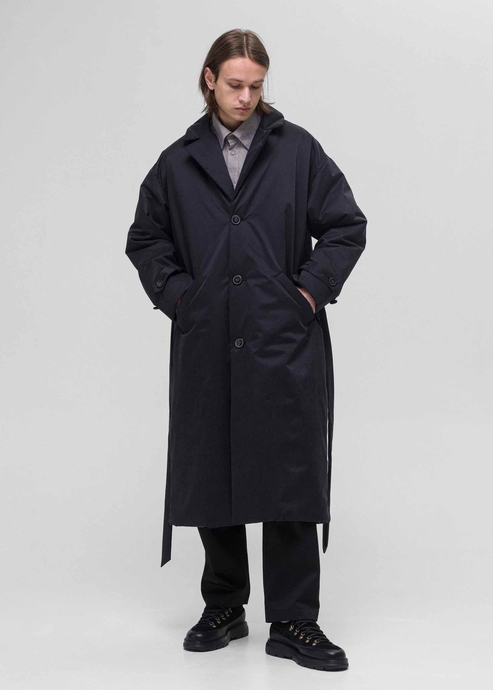 Плащ FOS Утепленный Термофин 200 Мужской Черный