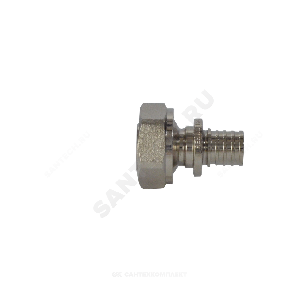 Соединитель для PE-X труб аксиальный латунь никель Дн 16х3/4&quot; под евроконус с накидной гайкой RAUTITAN Rehau 11691751001