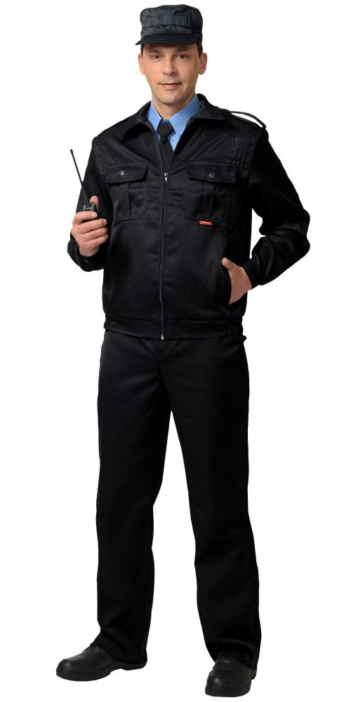 Костюм охранника Альфа куртка, брюки (тк.смесовая) черный