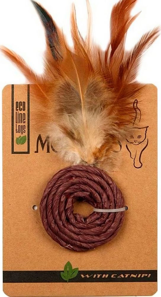MON TERO ECO Игрушка для кошек, Колечко с перьями и кошачьей мятой, фиолетовая, 5 см