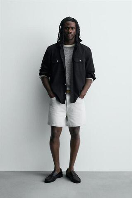 ZARA ДЖИНСОВЫЕ ШОРТЫ REGULAR FIT, НЕБЕСНО-ГОЛУБОЙ