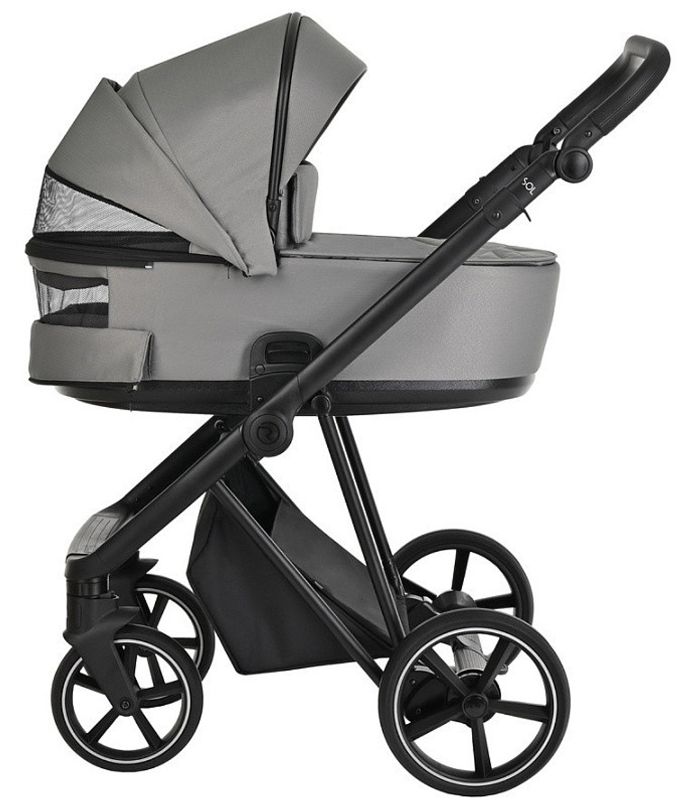 Детская коляска Roan Sol 3 в 1 с автокреслом Tutis Elo Lux EduSky Black RSL/1011 Cloud Grey