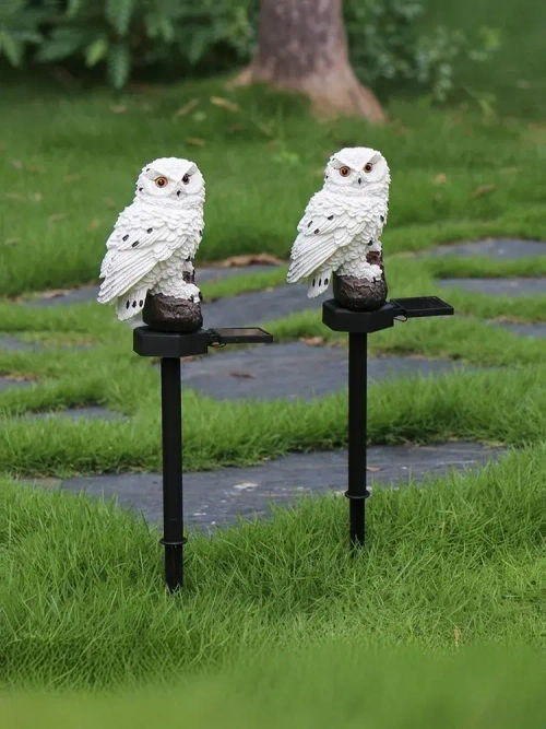 Светильник садовый на солнечной батарее уличный, фигурка садовая Сова, 1 шт.