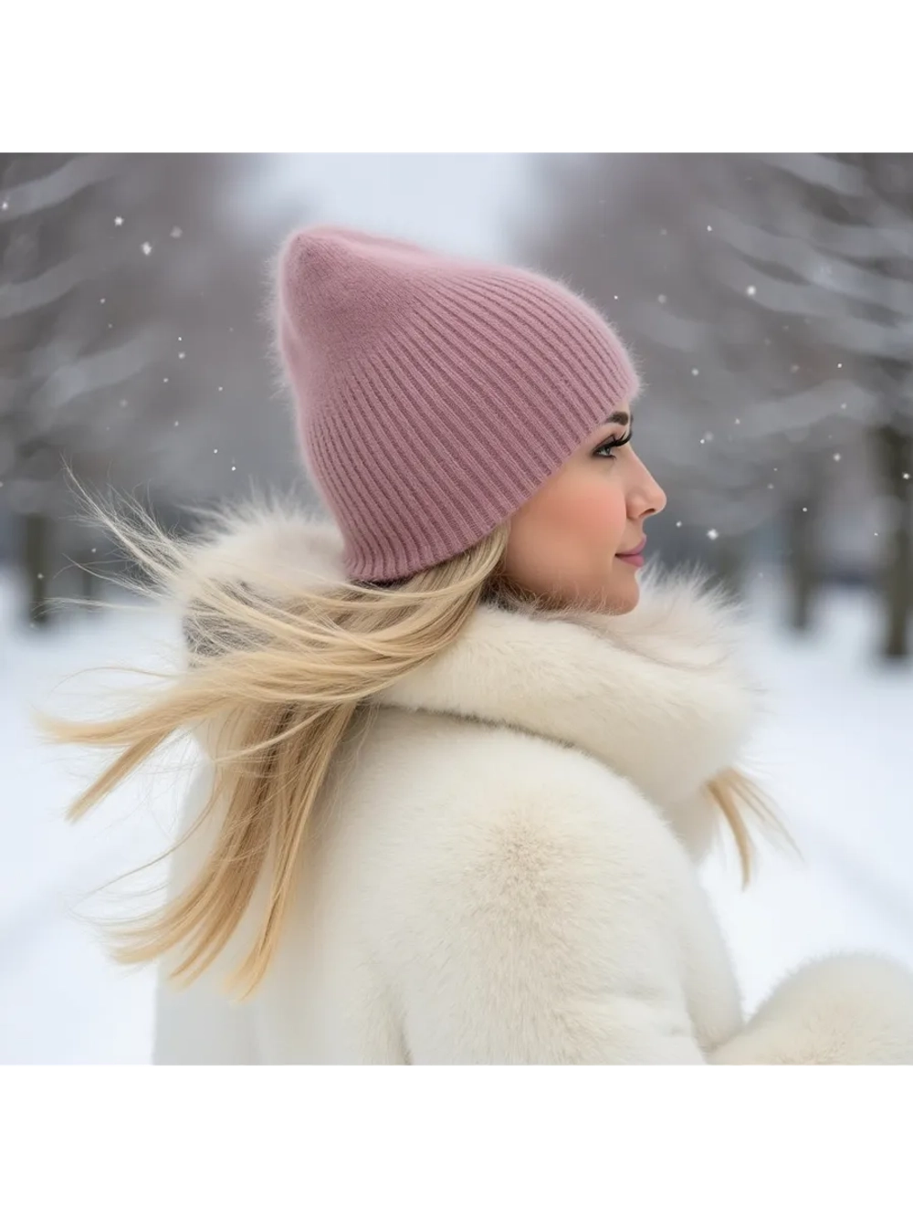 шапка ангора зимняя пушистая вязаная модная