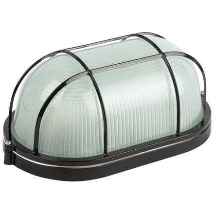 Светильник ЭРА НБП 04-100-002 Акватермо алюминий/стекло решетка IP54 E27 max 100Вт 280х160 овал черный