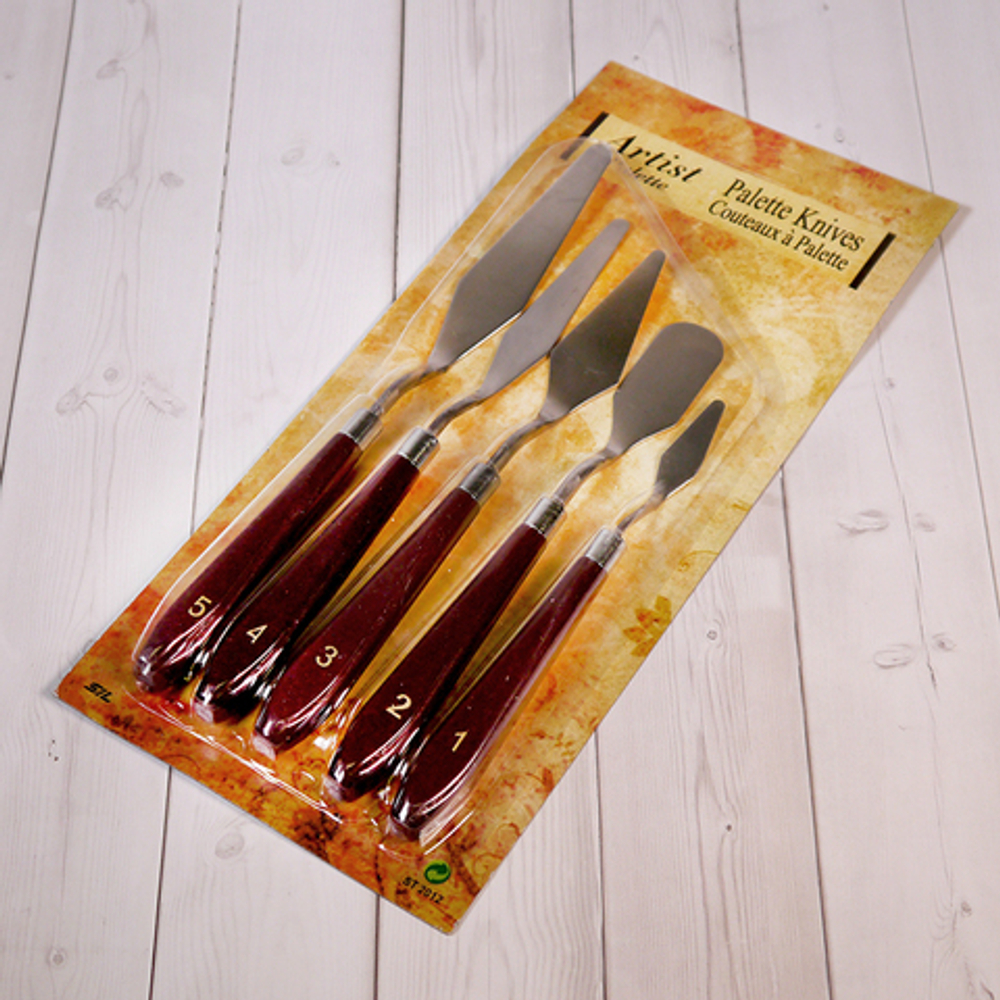 Набор лопаток (шпатулетки) мастихины с пластиковой ручкой, 5 шт