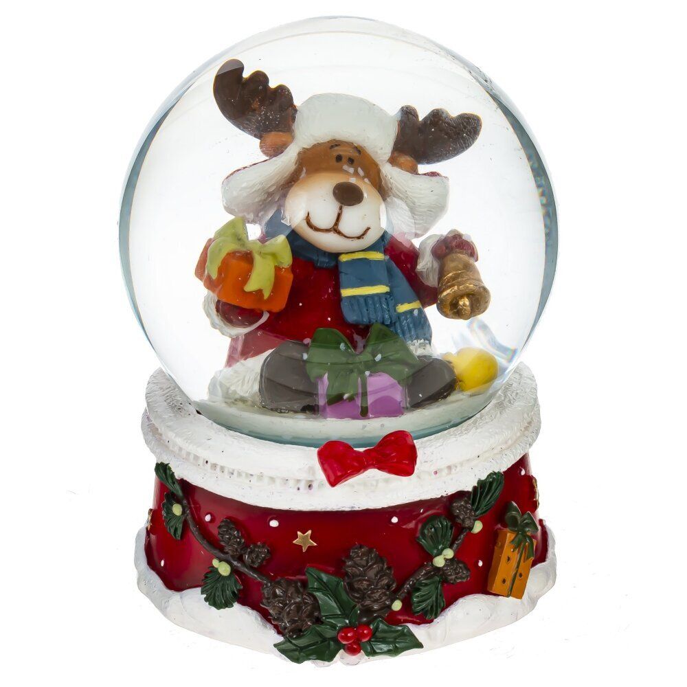GAEM Фигурка декор в стекл шаре "Санта/Олень", D7 см, L7 W7 H8,5 см, 2в.