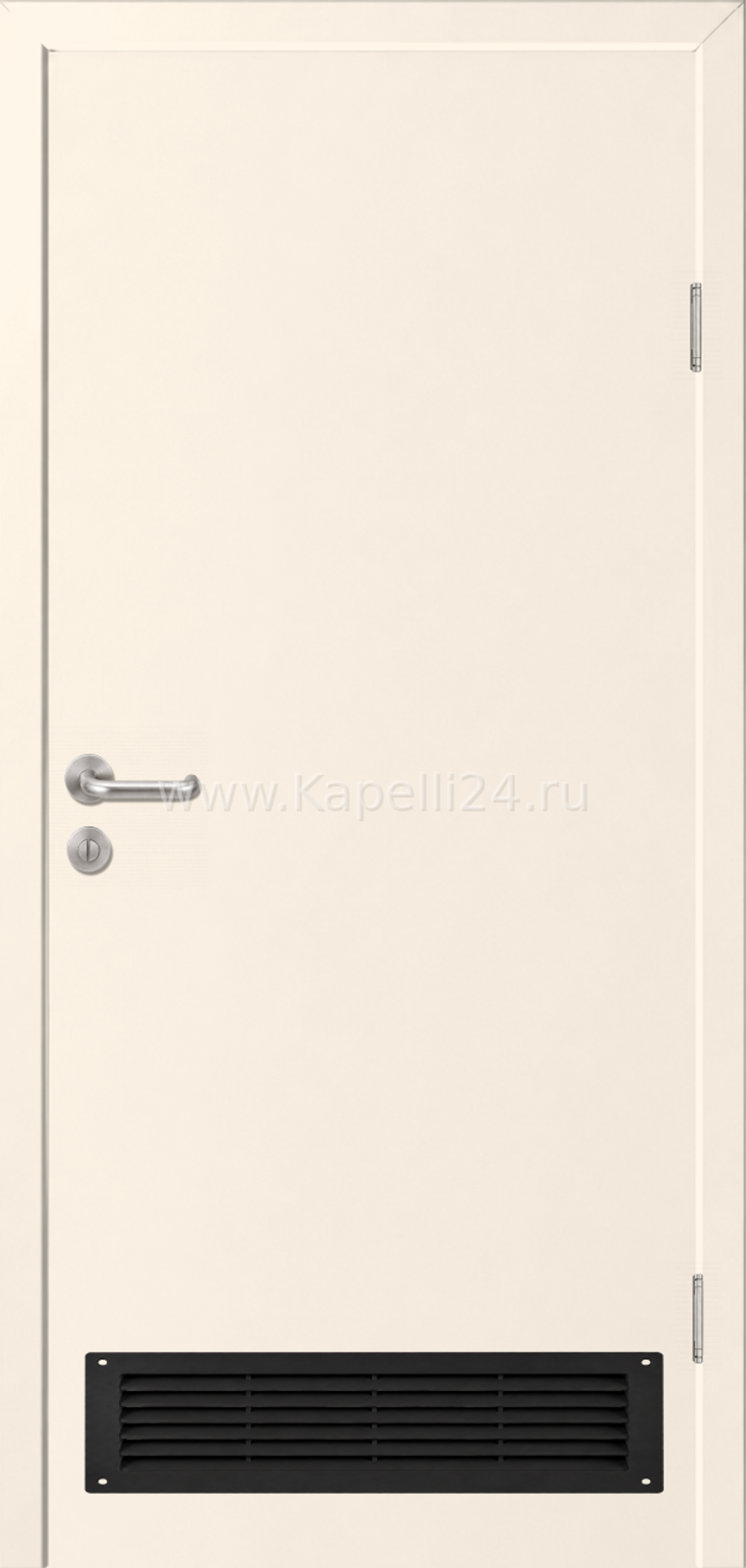 Влагостойкая Дверь Капель однопольная Кремовый RAL 9001 Вентиляционная решетка черная