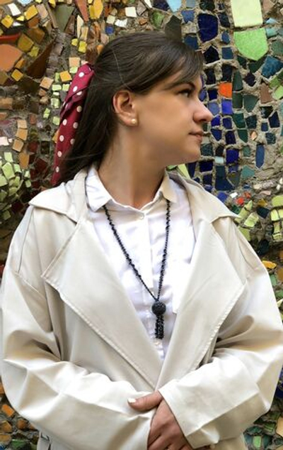 Подвеска "Шарик" Гематит ручной работы оплетённый бисером