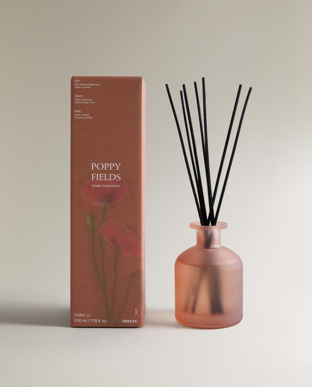 Zara Home Ароматический диффузор с палочками Poppy Fields, 230 мл, аромат для дома