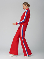 Женский хлопковый спортивный костюм красный с контрастными линиями