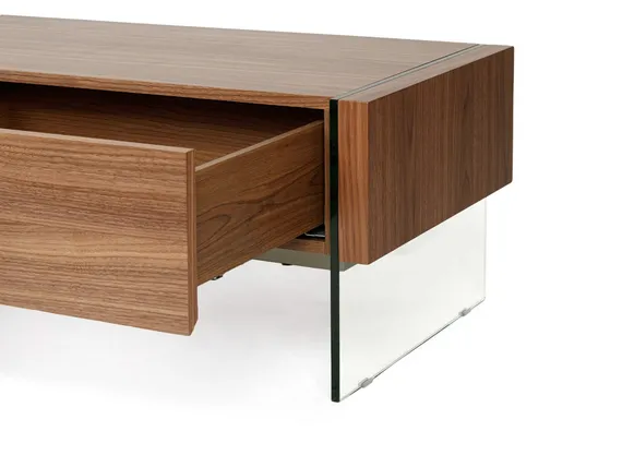 ТВ-тумба Somerset 188х38 см, шпон ореха, стеклянные ножки