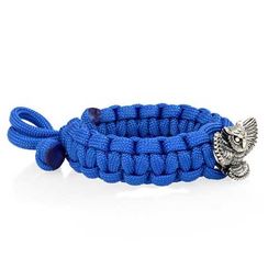 Браслет из синего паракорда с шармом Сова из серебра 925