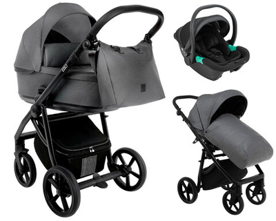 Детская коляска Roan Esso 3 в 1 с автокреслом Pituso Santiso Pro Black ESS114/1 Grey/Black