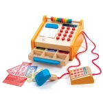 Деревянная игрушка касса "Супермаркет", игровой набор из 35 предметов