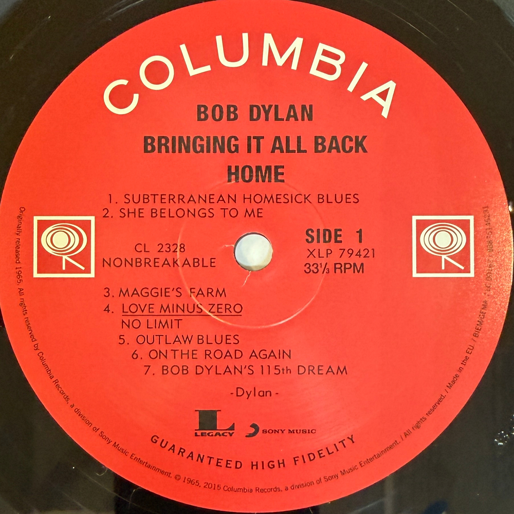 Bob Dylan ‎– Bringing It All Back Home (Европа 2015г.) Т