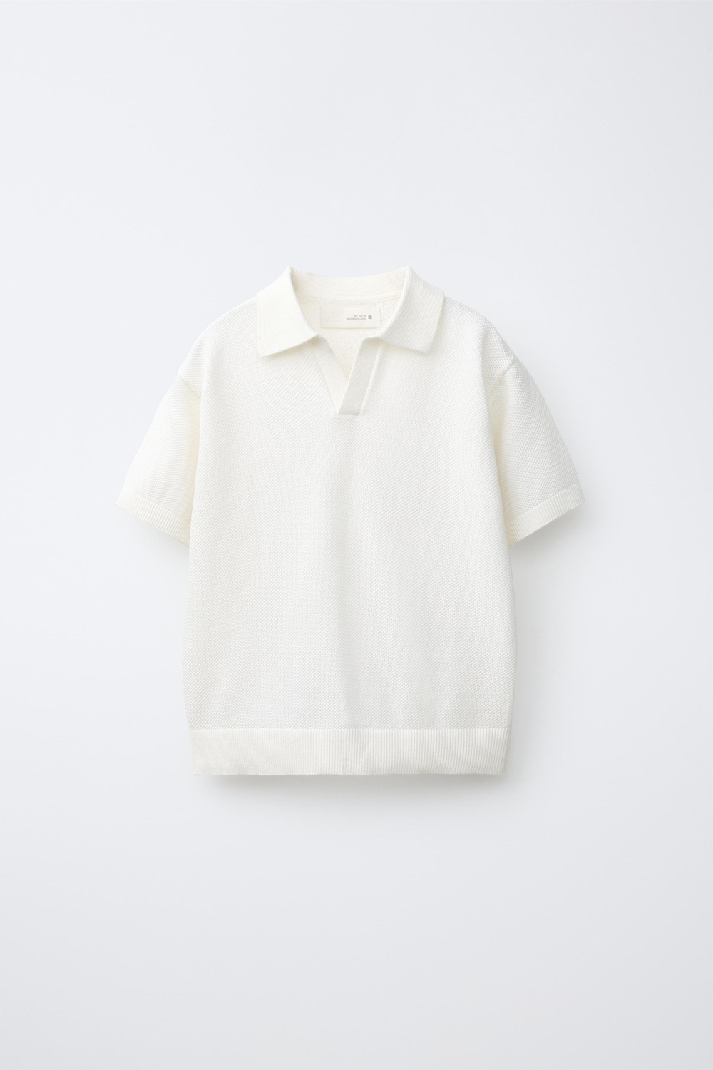ZARA ПОЛО ИЗ ТКАНИ ПИКЕ, БЕЛЫЙ