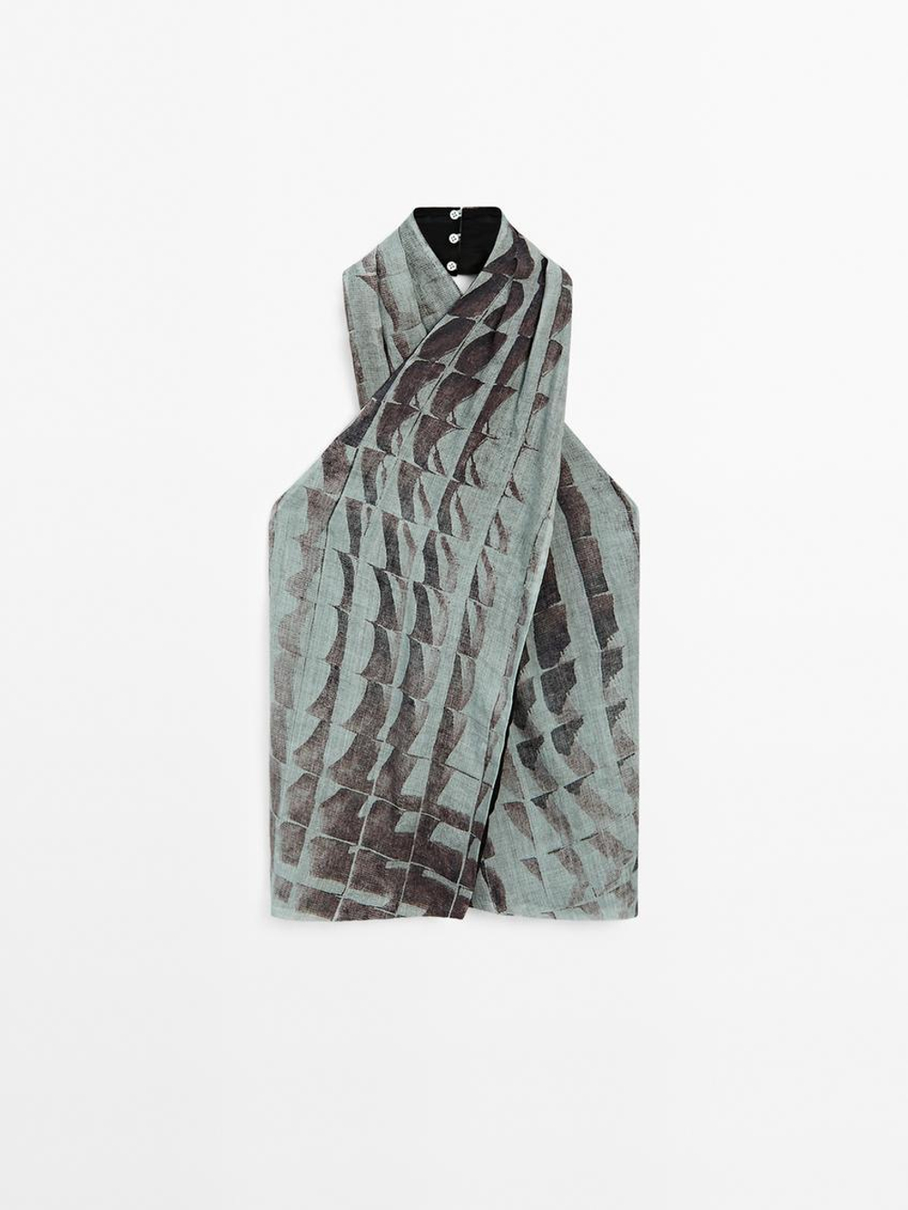 Massimo Dutti Топ внахлест с принтом, синий