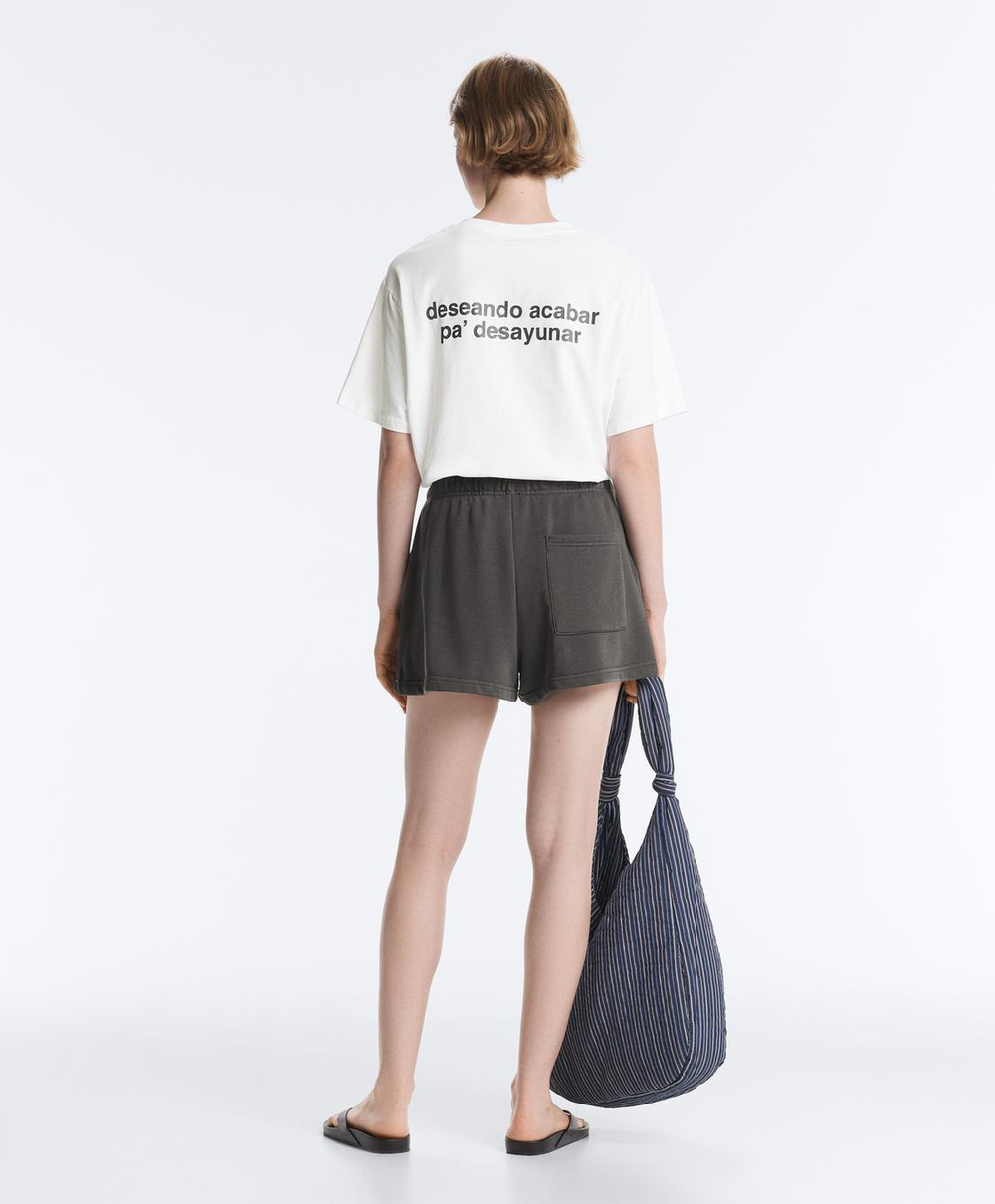 Oysho Шорты из хлопкового флиса, антрацитовый
