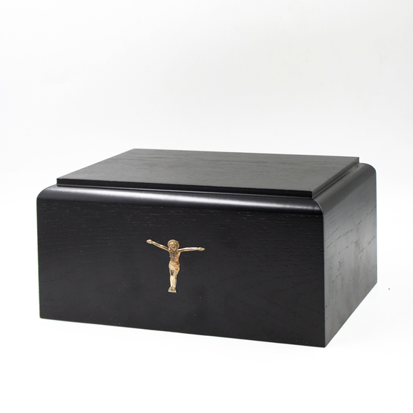 Урна для праха "Реквием M" черное дерево с декором Распятие